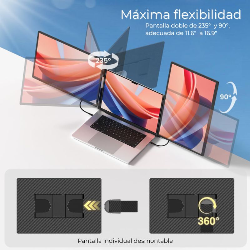 Extensor de pantalla doble, modelo S7 para laptops de 14" a 17" pulgadas