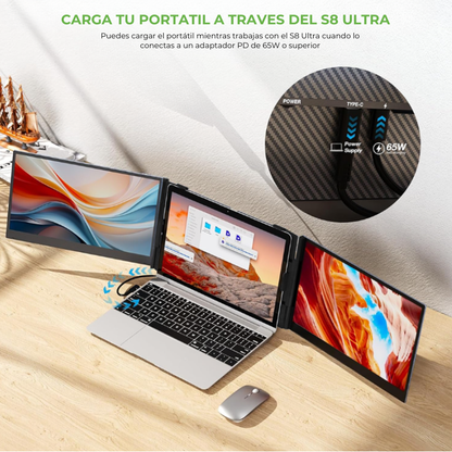 Extensor de pantalla doble, modelo S8 Ultra para laptops de 14" a 17" pulgadas